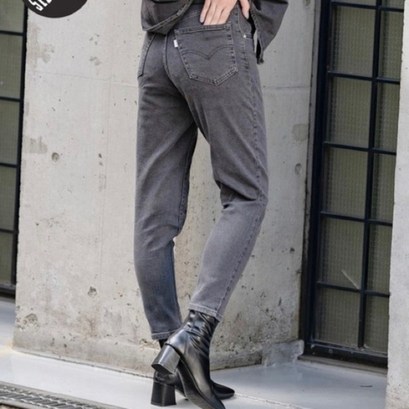 Levi’s 28 (US 6/7) Mom Jeans Silver Tab Gray High Rise Women’s Stretch Tapered - Picture 12 of 12